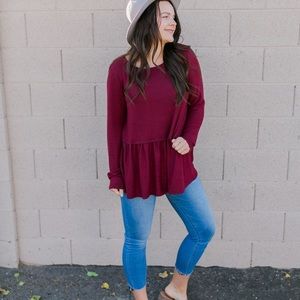 JODIFL sweater in maroon or burnt red